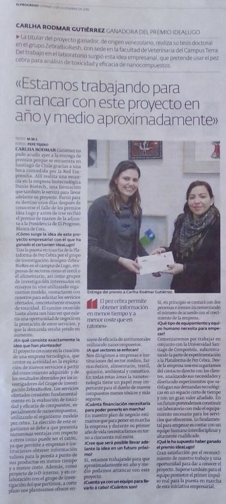 Congratulations to Carlha Gutiérrez, Mónica Otero and Laura Sánchez for obtaining the first award of IDEALUGO